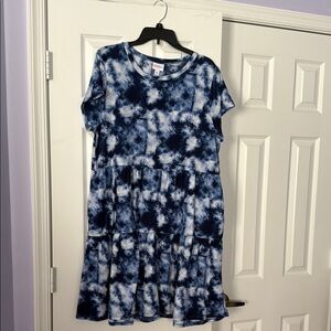 LuLaRoe Blue Tie-Dye Short Sleeve Casual Dress with Pockets!